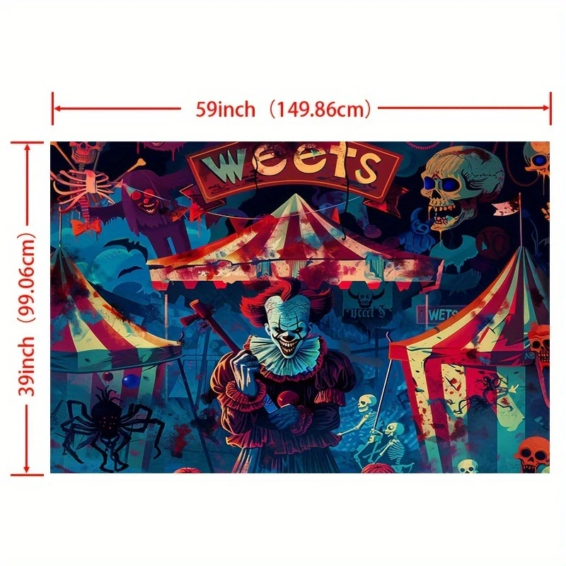 Joker and skull patterns, vibrant circus tent design, perfect for decorating parties and streaming live broadcasts