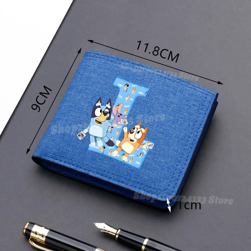 Portamonete pieghevole Bluey Bingo Chilli Letters AZ Portafoglio con stampa di cartoni animati anime Uomo Donna Ufficio Portatile Soldi Carta di credito Mini borsa