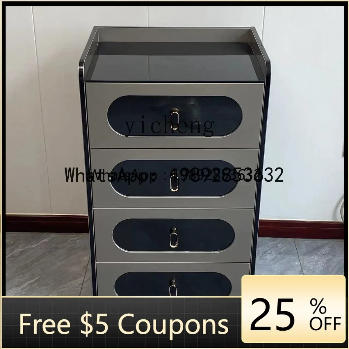 ii2-28  High-End Lockle Barber Shop Tool Cinet Hairdressing Trolley Single-Sided Drawer Salon Storage Cinet