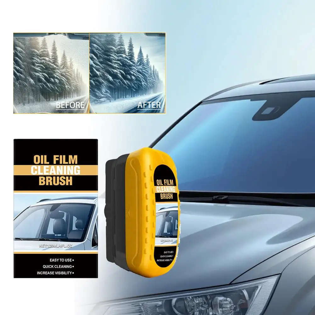 New Multifunctional Car Windshield Oil Film Remover Cleaning Brush Glass Cleaner Tool Quick Portable Automotive Accessories