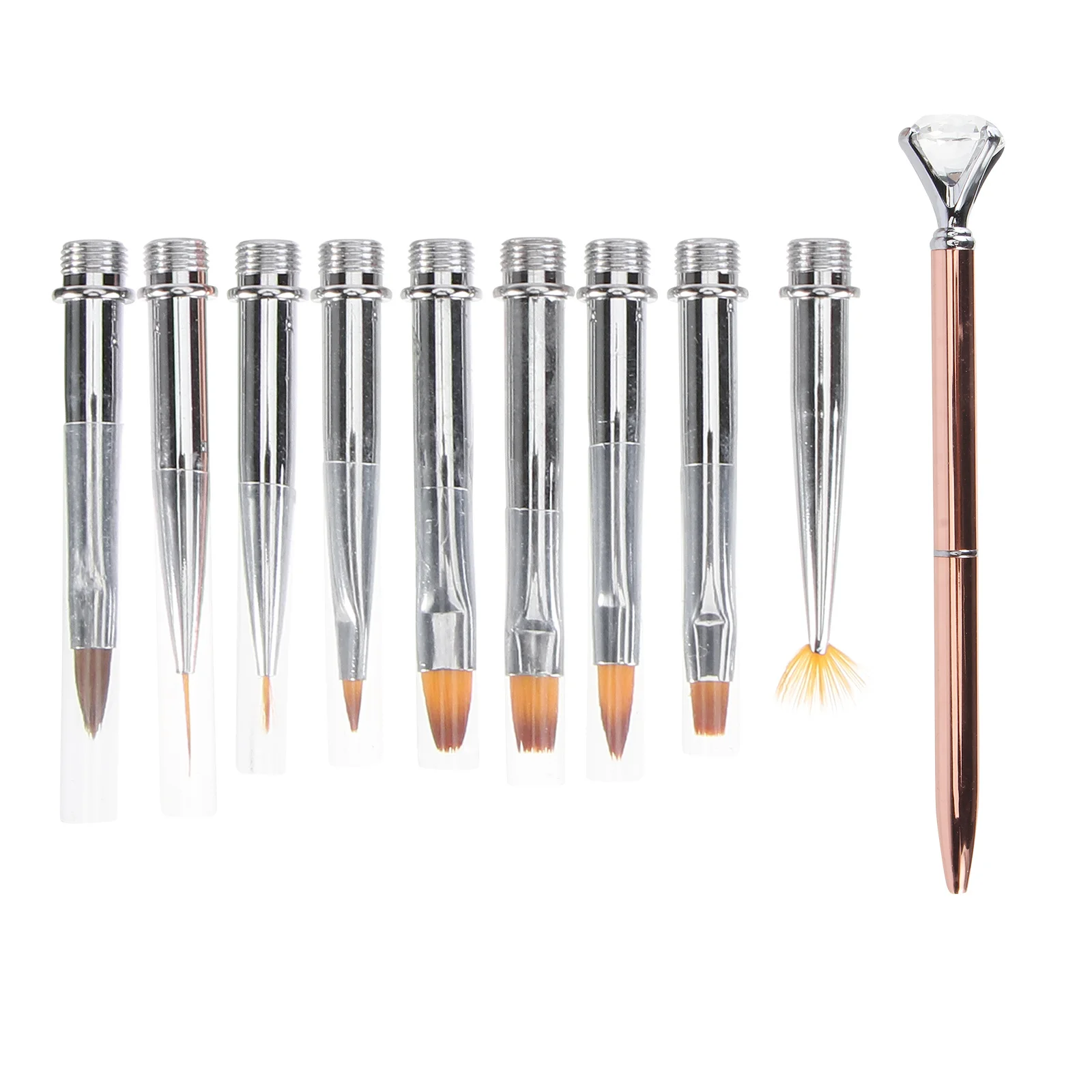 9 قطع كريستال مسمار الفن مجموعة أقلام المهنية دائم غرامة العمل DIY مانيكير أداة هدية اختيار مجموعة أقلام #2