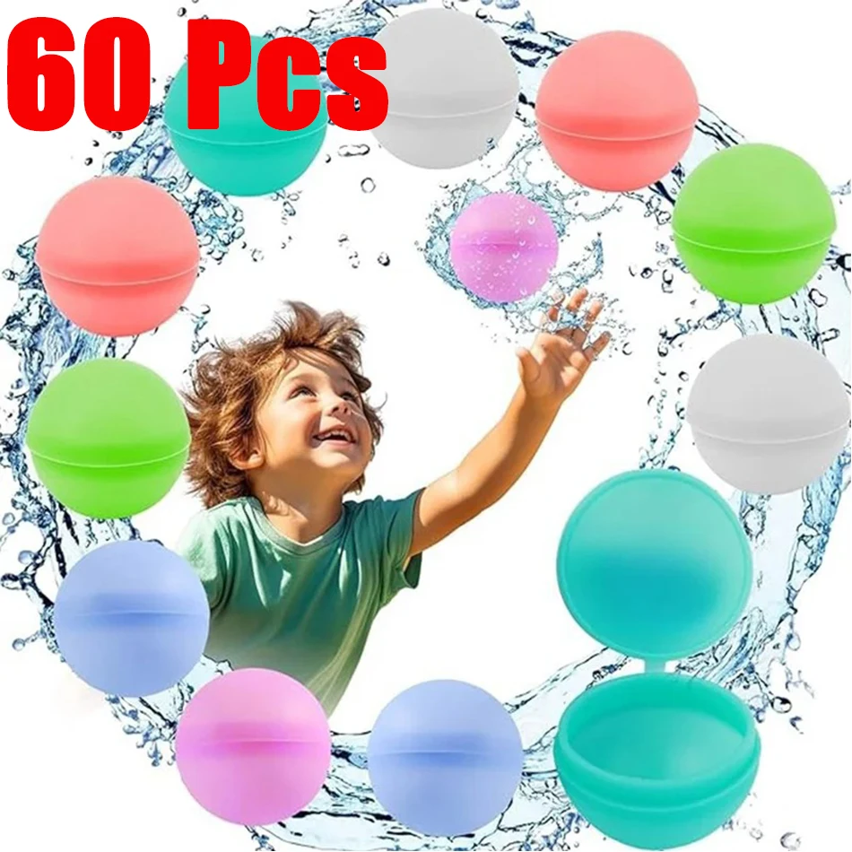 6~60PCS Reusable Water Balloons Refillable Water Balloon Quick Fill Self Sealing Water Bomb Splash Balls for Kids Swimming Pool