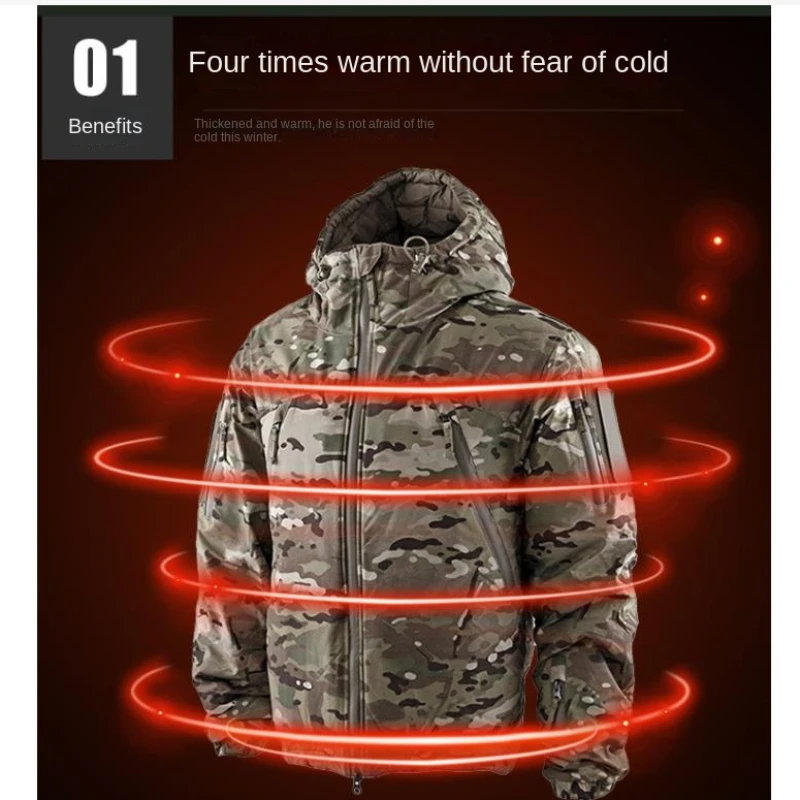 ECIG 2.0 Polar Combat Parkas Men Cotton Outdoor Tactical Military Soft and Light Warm Cotton Padded Jackets Waterproof Resistant