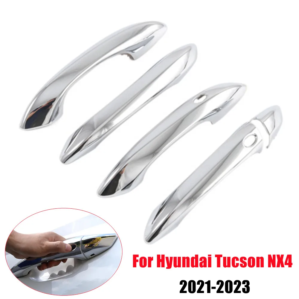 

1 Set For Hyundai Tucson 2022 2023 LHD Exterior Smart Door Handle Frame Cover Trim ABS Protective Sticker Accessories