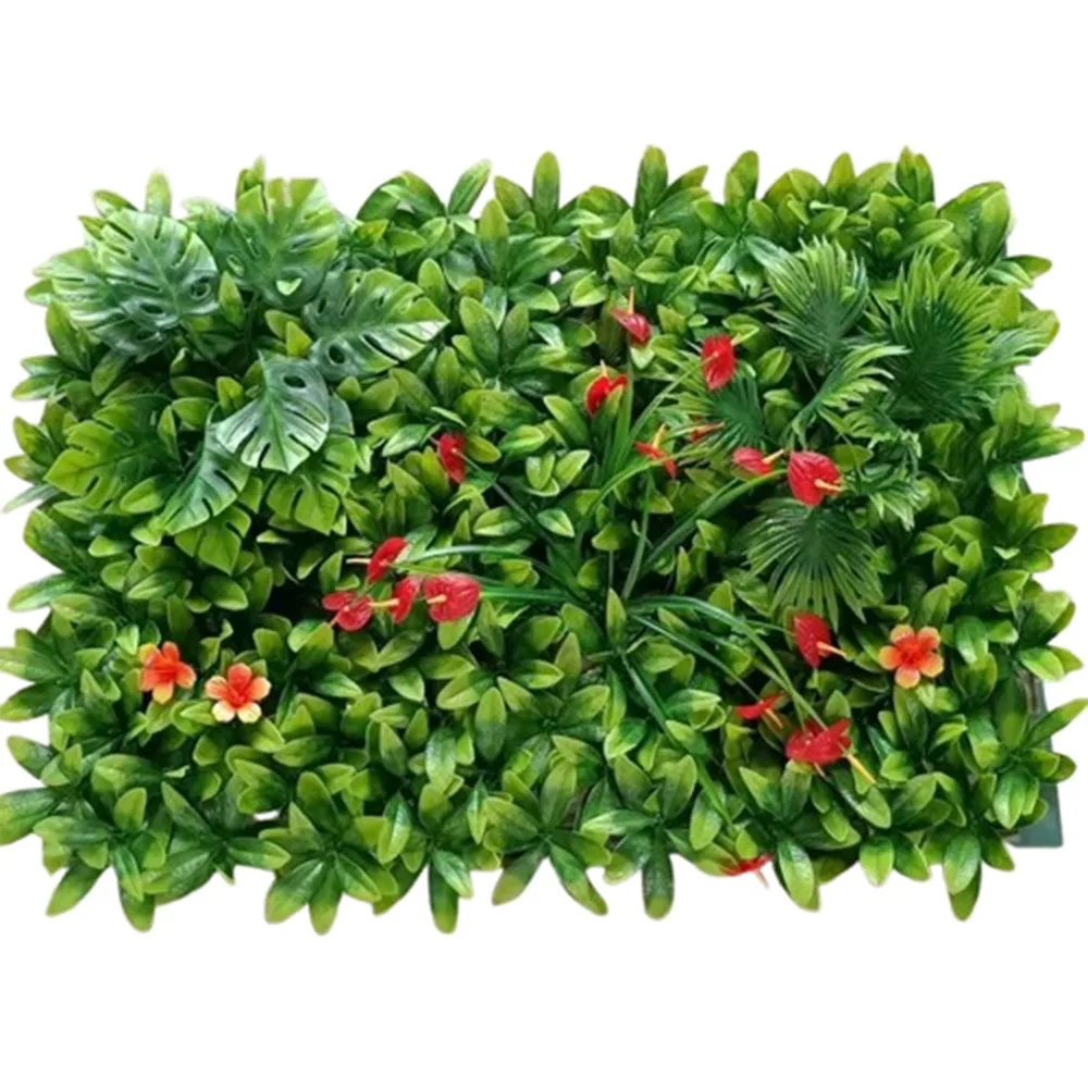

UV Resistant Artificial Grass Wall Panel Square Shape 40*60cm Size Plastic Plant Wall Panel Green Color Fake Green Grass Mat
