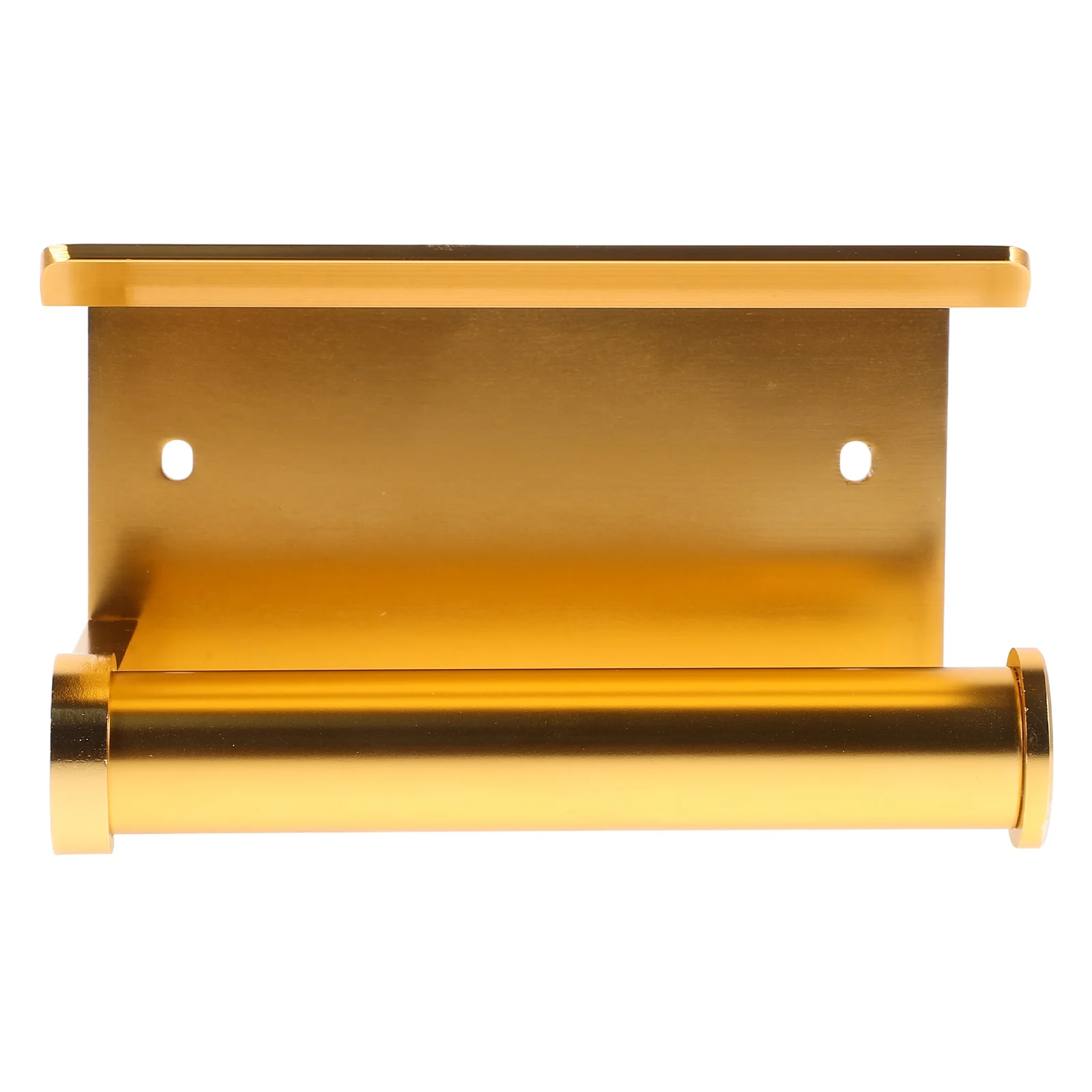 

2 in 1 Space Aluminum Tissue Holder Golden Finish Wall Mounted Mobile Phone Storage Rack for Bathroom Hotel Restaurant Use