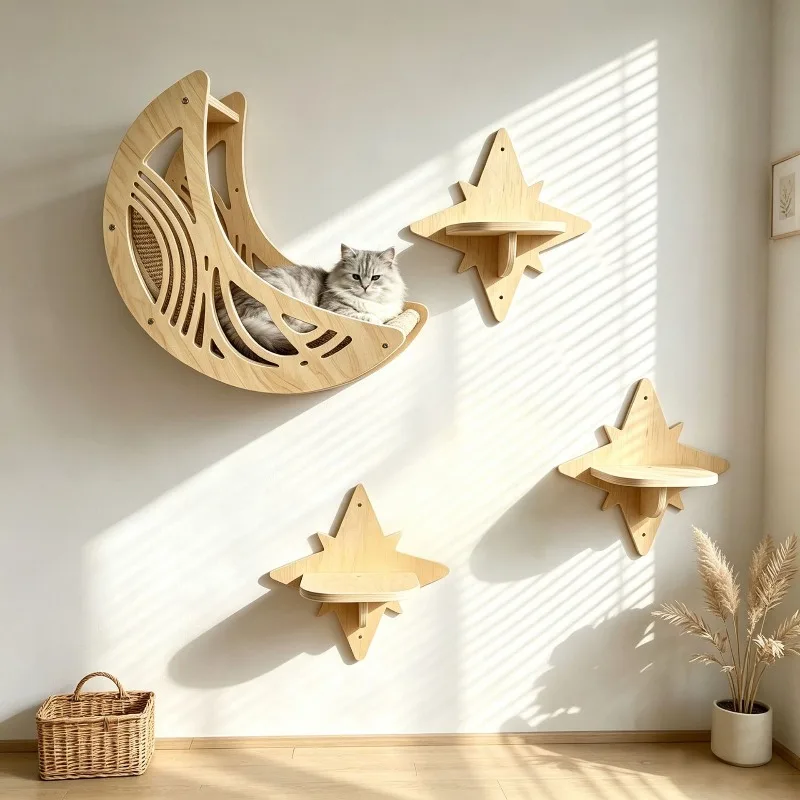 Wooden-Cat-Trees-Wall-Mounted-Sturdy-Cats-Climbing-Frame-Hanging-Breathable-Comfortable-Cat-Nest-Creative-Indoor-Durable-Pet-Toy