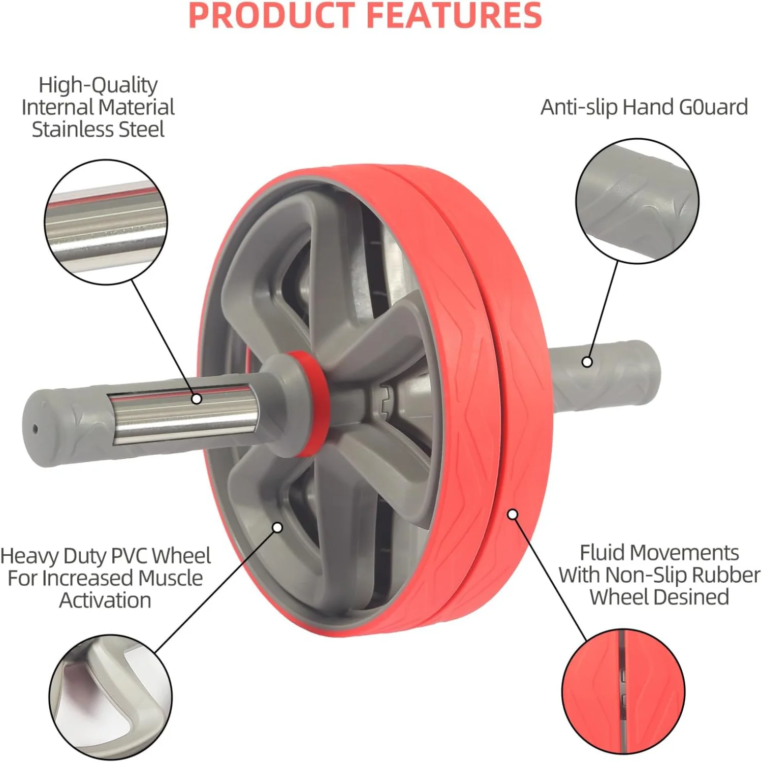 عجلة أسطوانية محسنة لتمارين البطن المكثف في المنزل - تدريب القوة الأساسية مع نوعين من المقاومة - البطن المتقدم