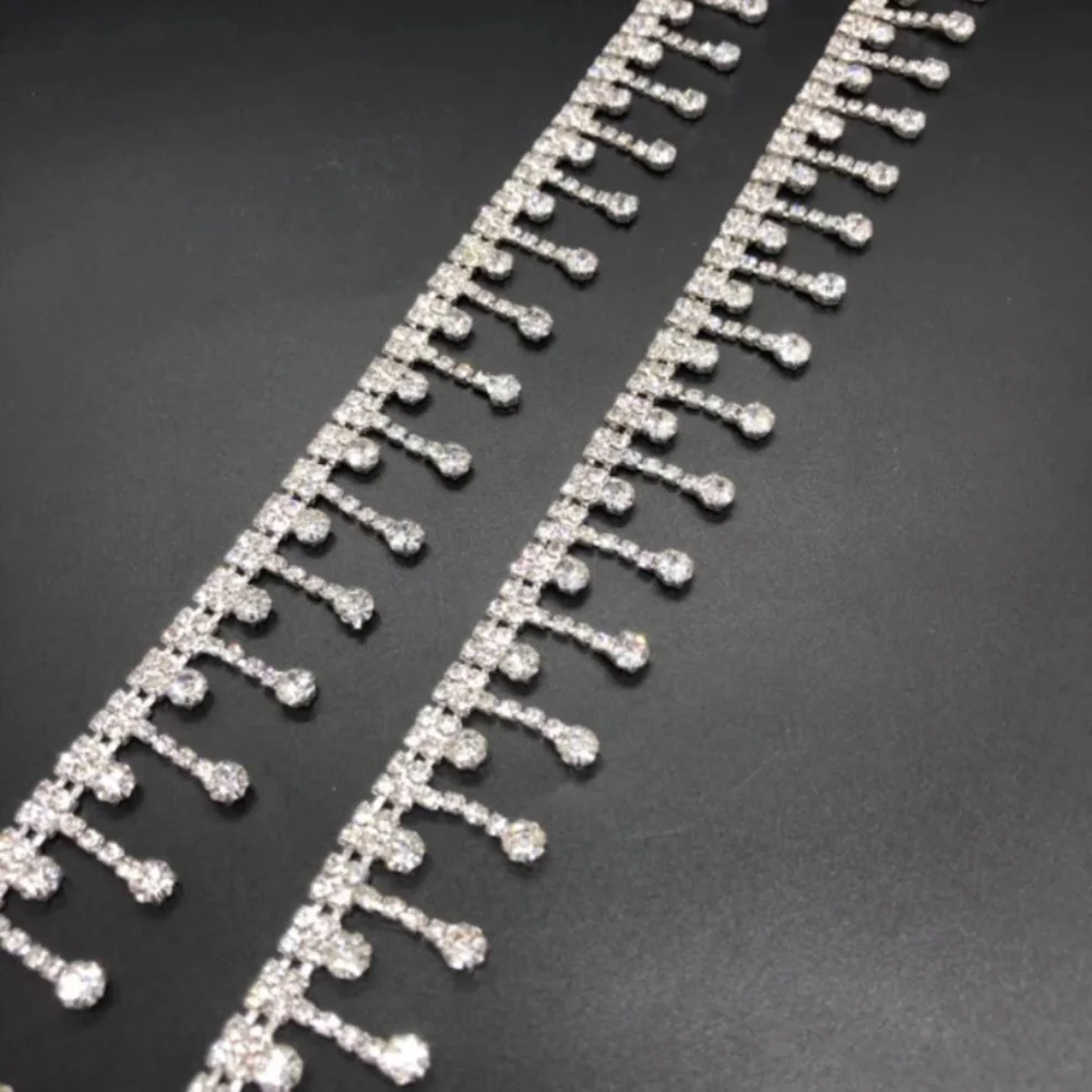 YeulionCraf White Silk Tassel Fringe Trim Pearl Beaded Lace Ribbon Lace Trim Embroidery Lace Fabric Sewing Materials Tassels