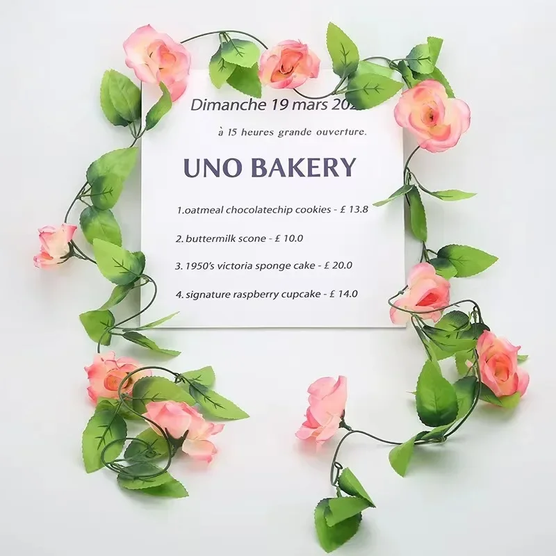 

240Cm Artificial Flowers for Decoration Garland Plants Fake Vine Rose Flowers String Creeper Wedding Decoration Party Home Decor