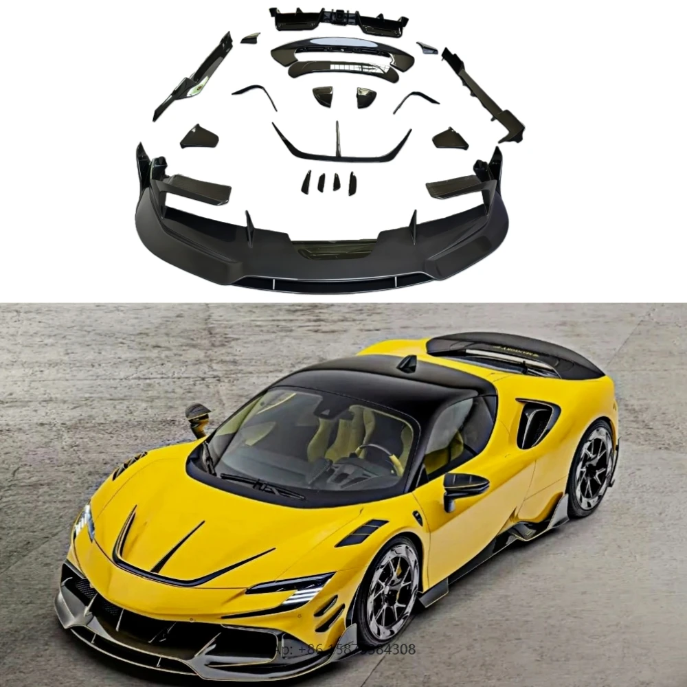 For M-style Dry Carbon Fiber Front and Rear Diffuser, Tail Wing, Side Skirt Body Kit Suitable for SF90