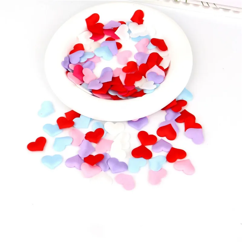 Classic 50Pcs 35mm Red Checked Scottish Sponge Fabric Heart Petals Accessory Wedding Table Bed  Valentine Party DIY Decoration