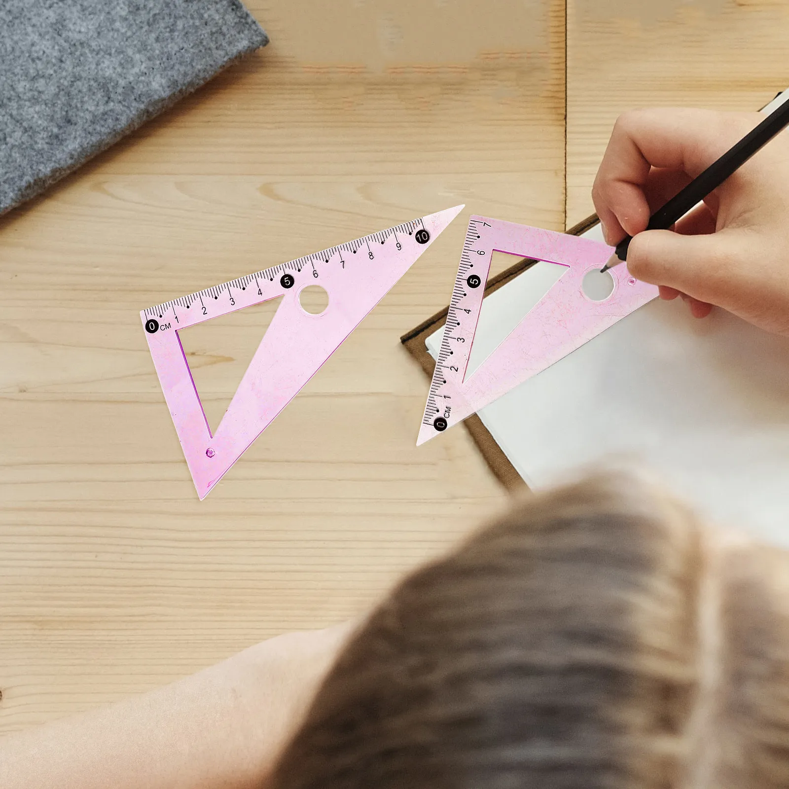 Drawing Ruler Protractor Triangle Ruler Set Lightweight Portable Precise Measuring Tool for School Season Teacher Day