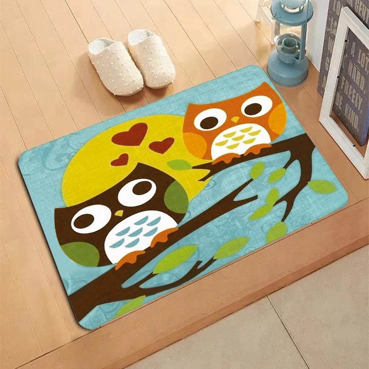 Cute Owl Pattern Carpet Entrance Doormat Non-slip Living Room Kitchen Bedroom Decor Rug Hang Lamps Floor Mats Home Decor