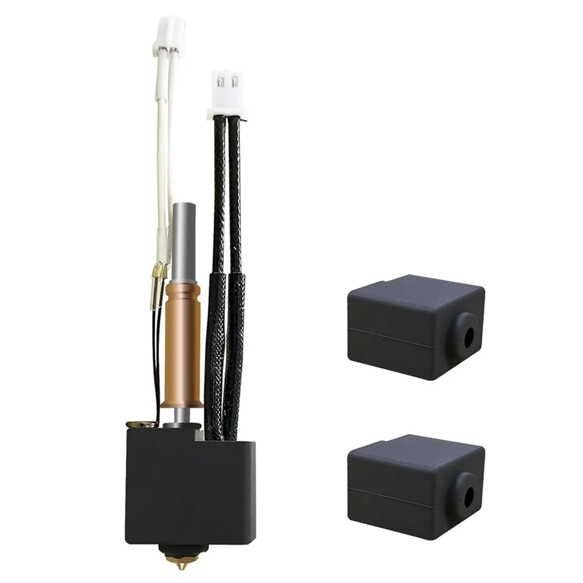 【Best Seller】Hotend for 3 Combo Print Head Extruder Kit Heater Block Heating Cartridge Thermistor with Extra 2 Silicone Cover