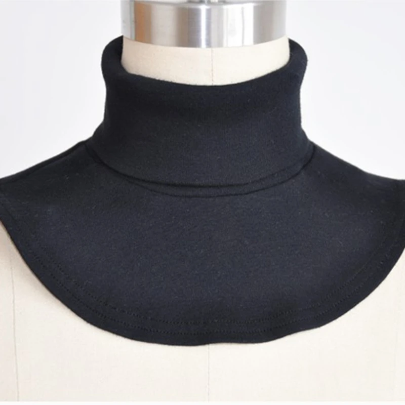 Women Men Simple Solid Color Dickey False Fake Collar Turtleneck Detachable Cotton Half Top High Neck Cover Loop Scarf