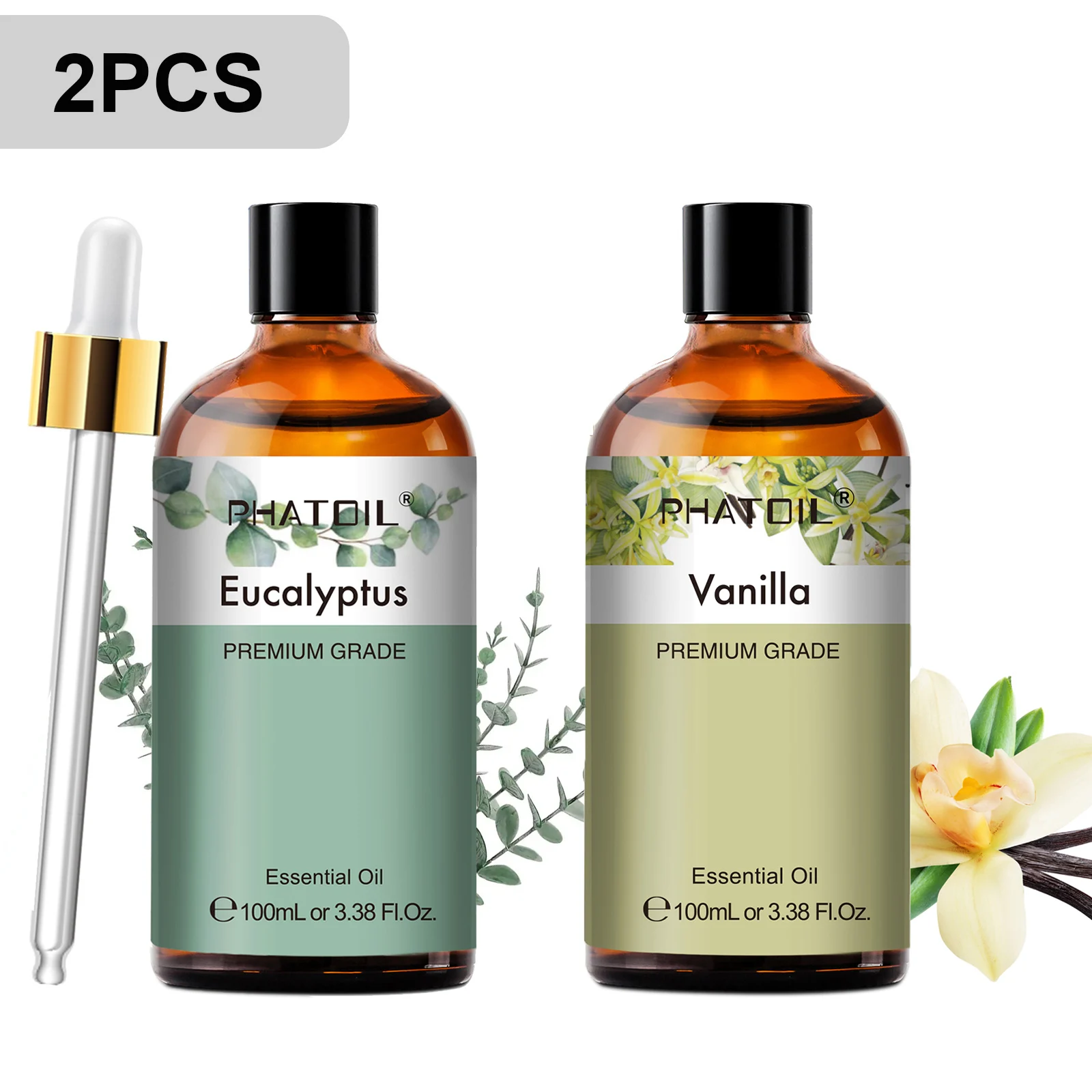 PHATOIL 100ml Premium etherische olie Sandelhout Lavendel Eucalyptus Pepermunt Citroengras Vanille Aromatherapie etherische oliën