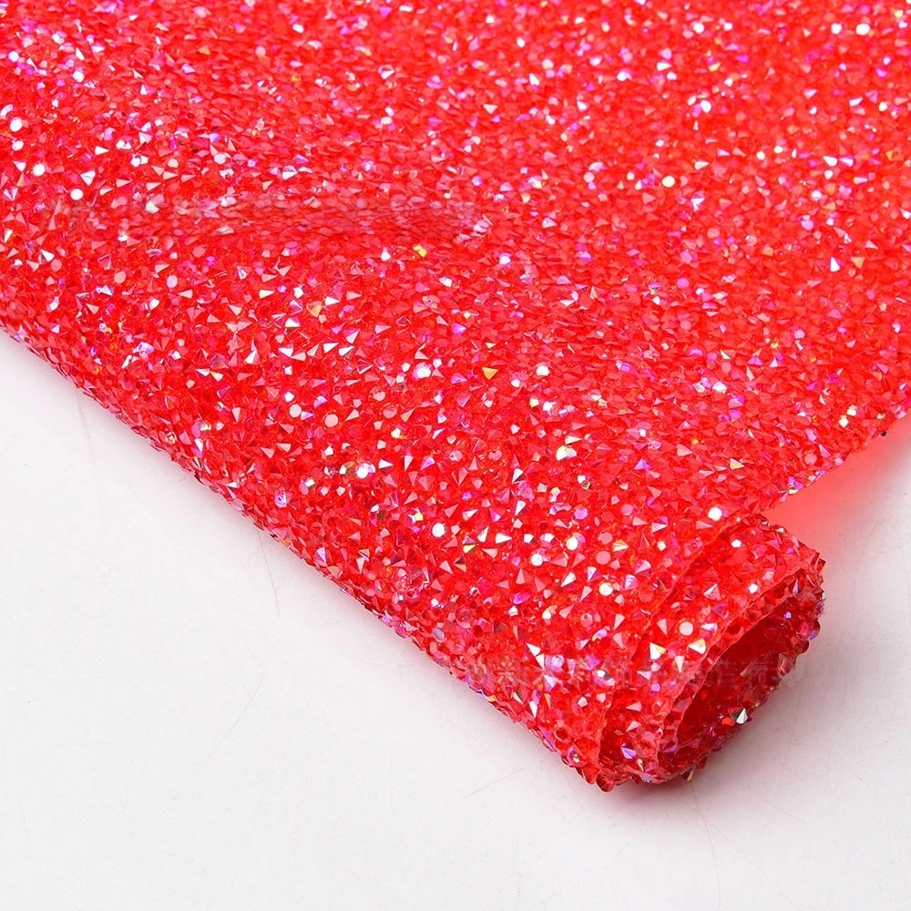 Hot Fix 24*40cm Resin Rhinestone Trim Mesh Crystal Applique Self Adhesive Sticker Sheet DIY Cars Clothes Table Wedding Decor