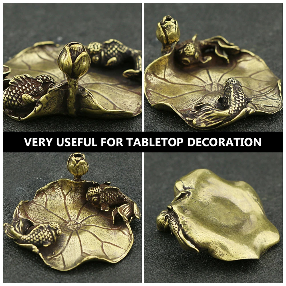 

Brass Paperweight Holder Retro Vintage Home Decor Decoration Lotus Leaf Fish Crafts Pen