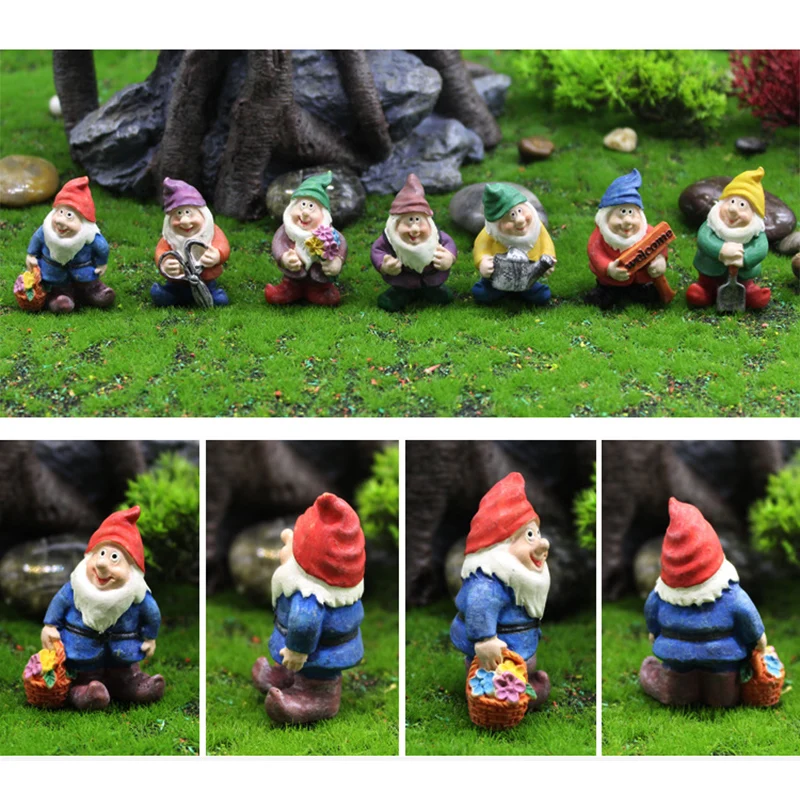 7pcs Micro Landscape Decoration Mini Garden Ornament Suitable for Outdoor Lawn Flower Pot Ornament Gardening Decor Supplies