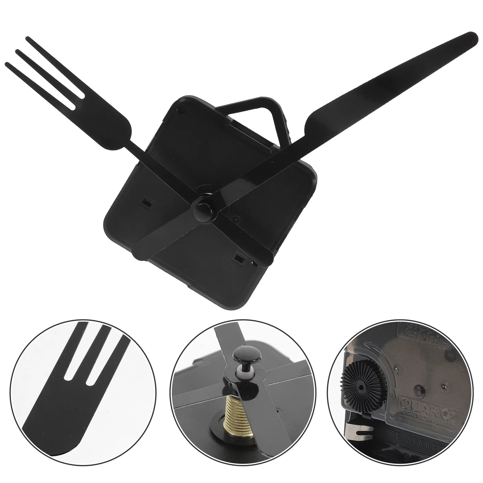 

DIY Mechanism Quartz Analog Mechanism And Clock Hands Kit Wall Clock Hands Kit Repair Parts Plastic 7#0087 Knife Fork Black