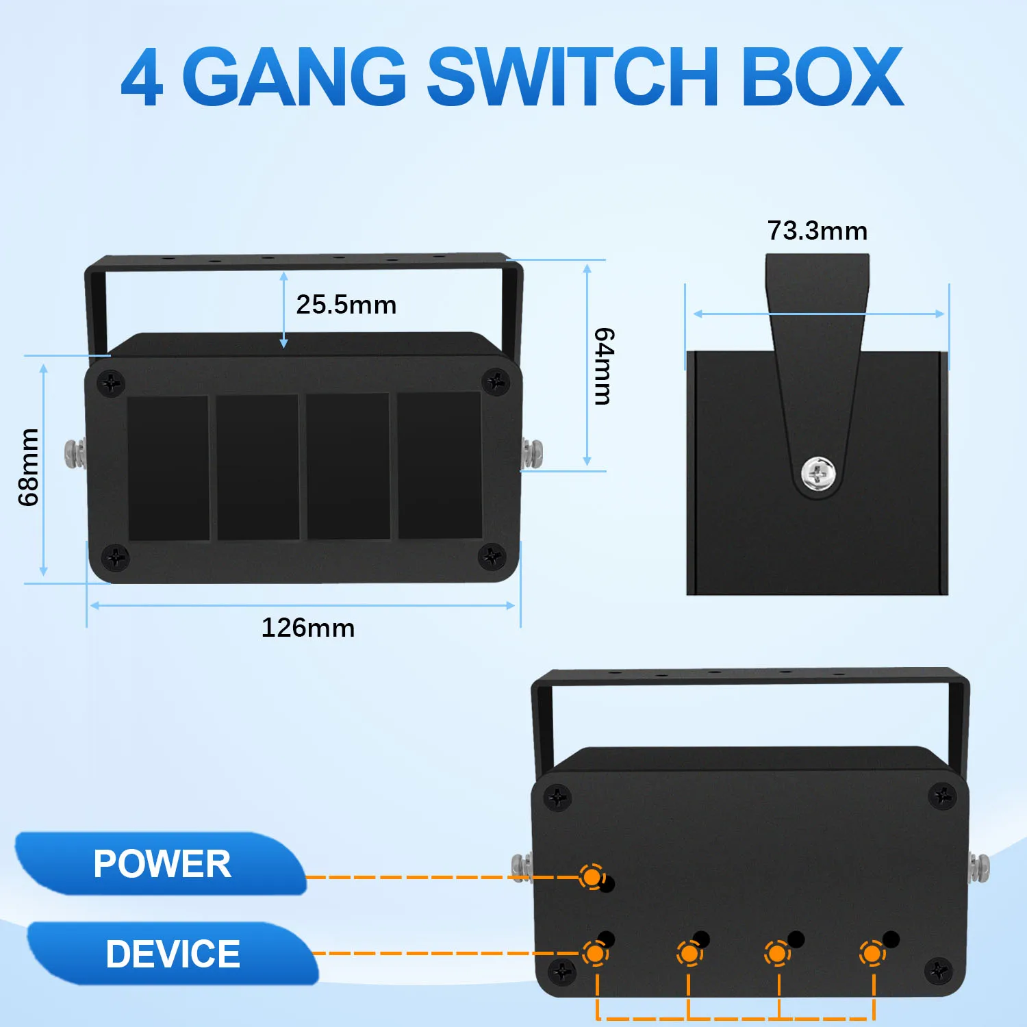 3 / 4 / 5 / 6 Gang Scatola interruttori a bilanciere fai da te Pannello interruttori a bilanciere in alluminio impermeabile per auto Marine Boat RV ATV UTV RZR Off Road