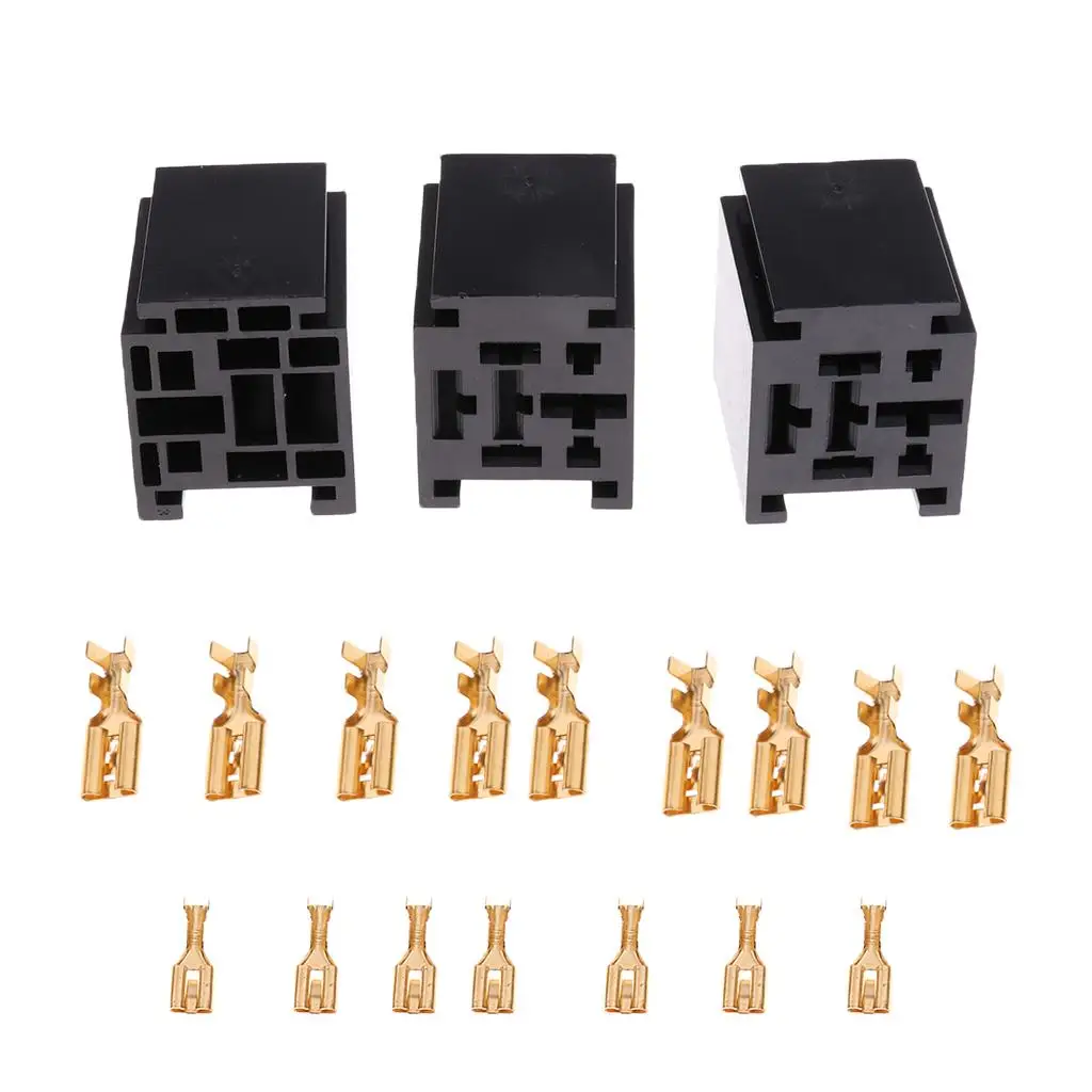 5 Pin Relay Socket Holder Universal Automotive Relay Terminal Set for Car Lighting Stereo Alarm Remote Start Applications