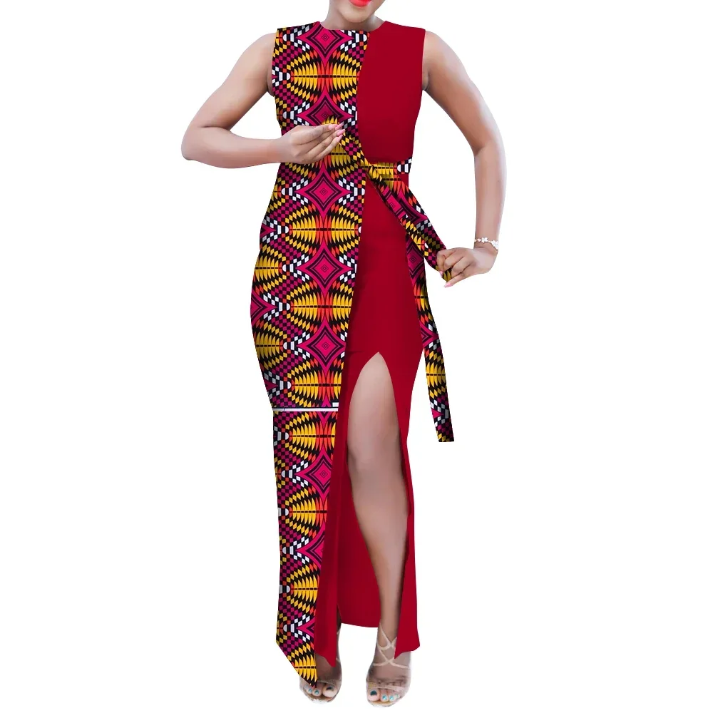 Summer Fashion Women African Dress Classic African Bazin Rich Long Maxi Dresses for Women African Wax Print Dress WY10809