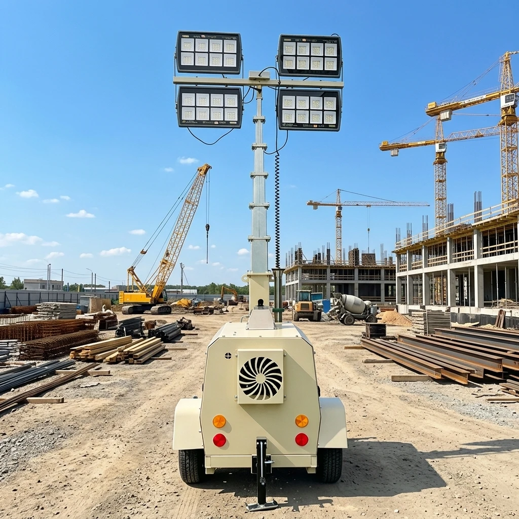 Diesel Lighting Tower 8m Electric Lifting Mast High Bright LED Low Noise For Disaster Relief Emergency Rescue Lighting Equipment