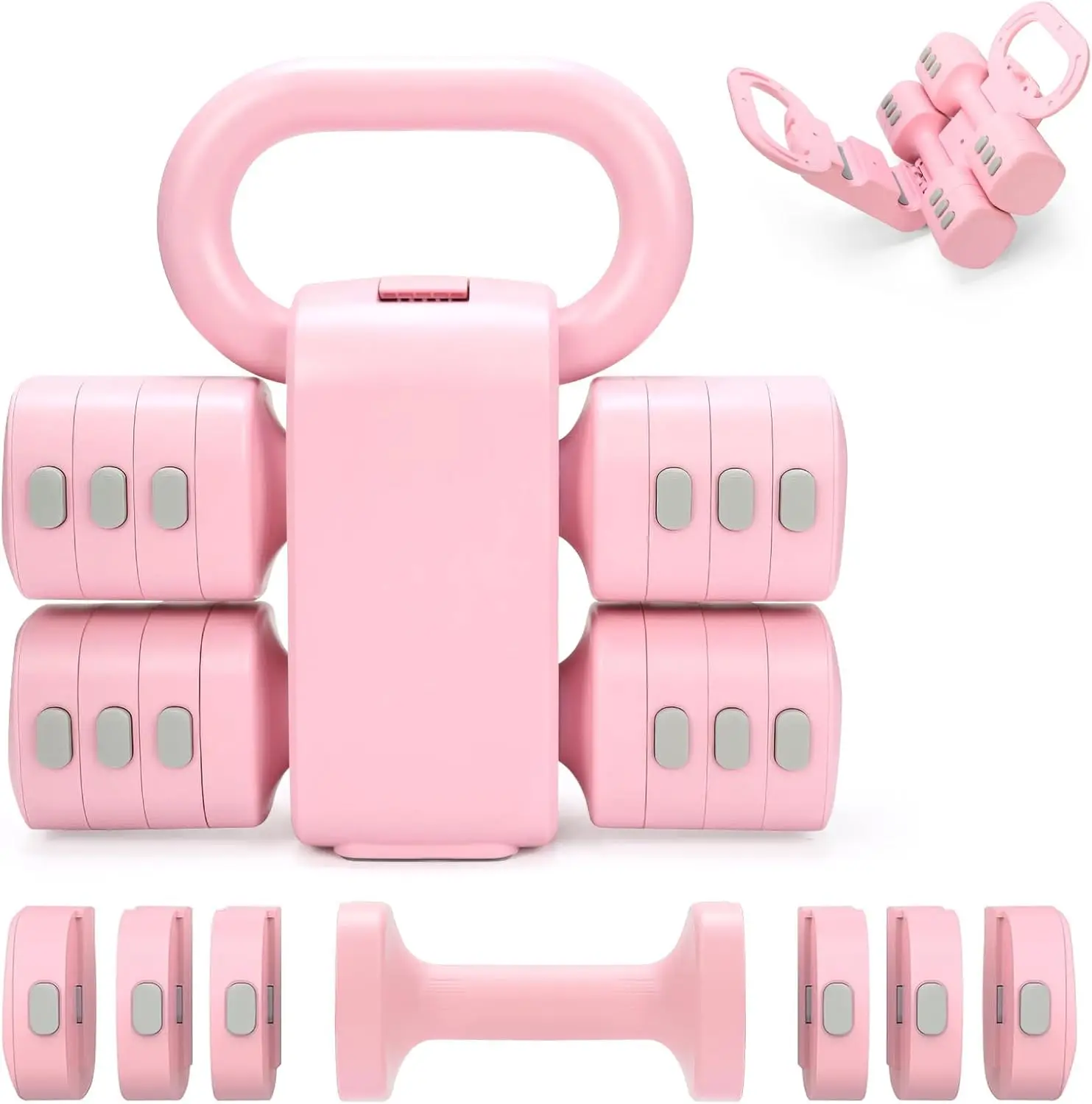 

Регулируемый набор гантелей-гирь 2-в-1, быстросменные веса для домашних тренировок женщин