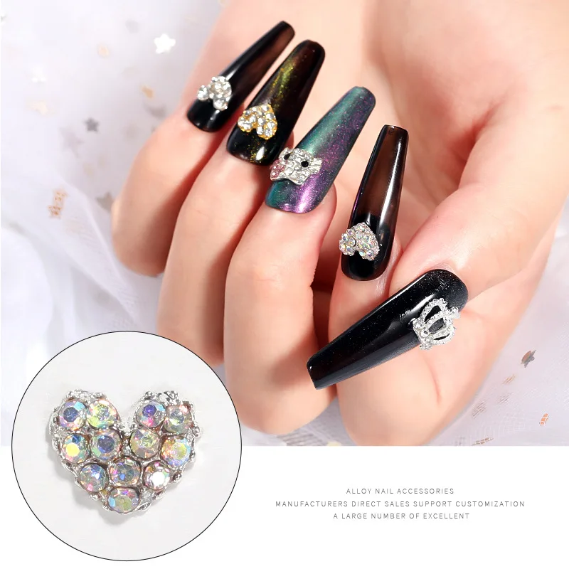 10pcs Alloy Nail Charms KT Metal Nail Rhinestones Gems Jewelry Crystal Strass Bead Gem Manicure