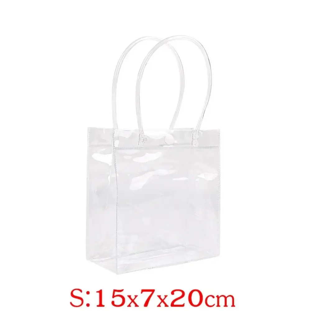 Clear Tote Bag Transparent Shopping Bags Shoulder Handbag PVC Waterproof Storage Bag for Gift Cosmetic Plastic Bags