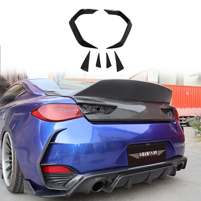 For Infiniti Q60 Q60S Coupe 2016-2020  Rear Bumper Splitters Real Carbon Fiber Decorative Spoiler Car Accessories Body Kit