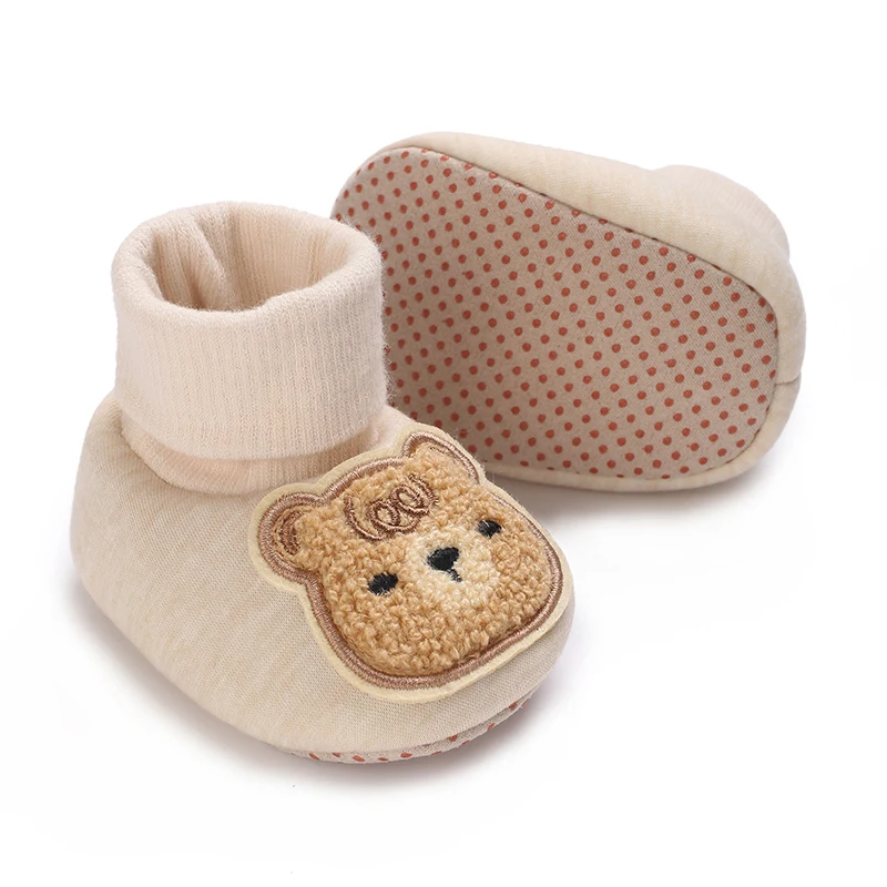 Autumn And Winter Cute Baby Bear Cotton Shoes Easy To Wear Warm Outdoor Baby Boots Non Slip Soft Cotton Sole Baby Walking Shoes