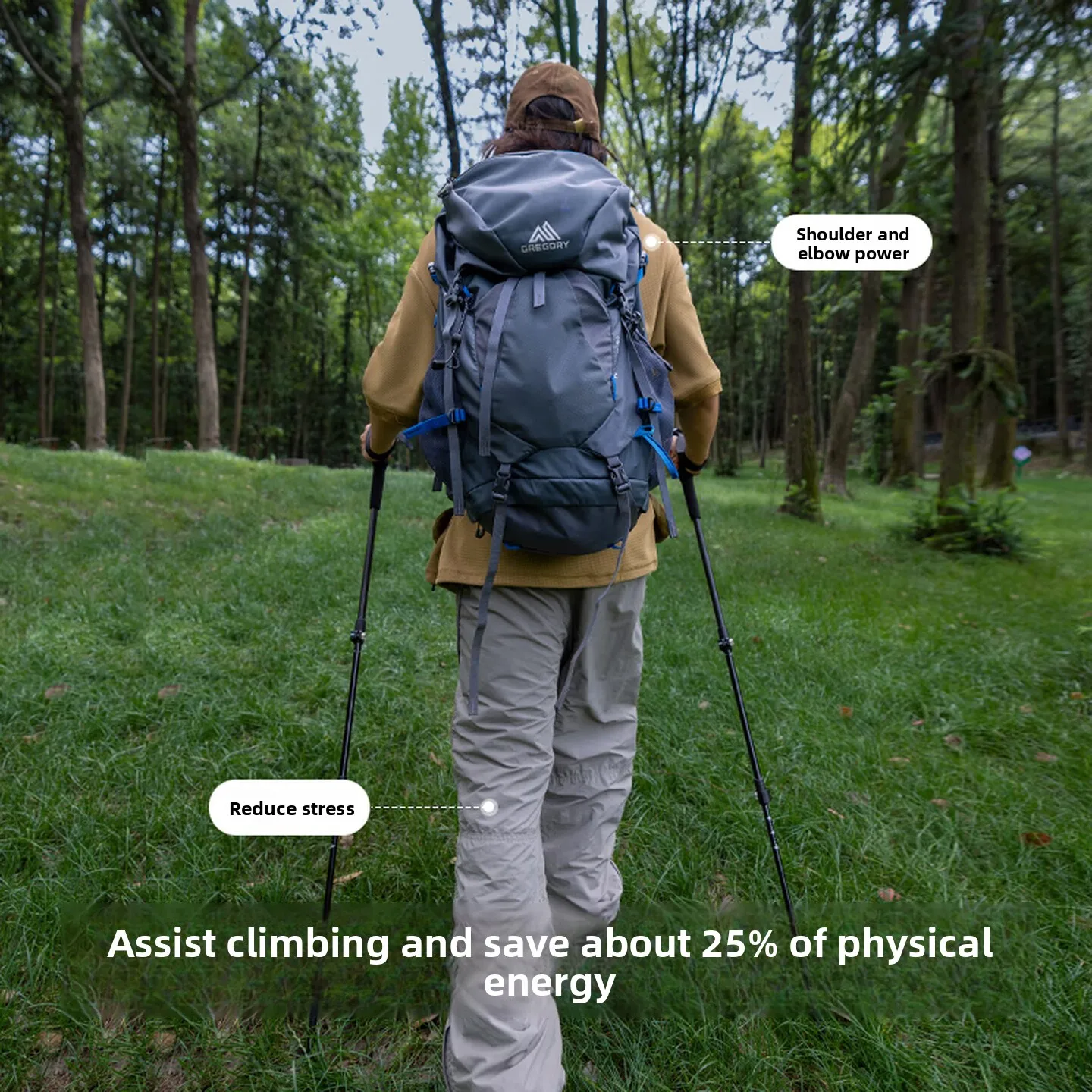 Outdoor Trekking Walking Folding Portable Lightweight Hiking Pole Ultralight Retractable Carbon Fiber Shock Absorbing Lockable