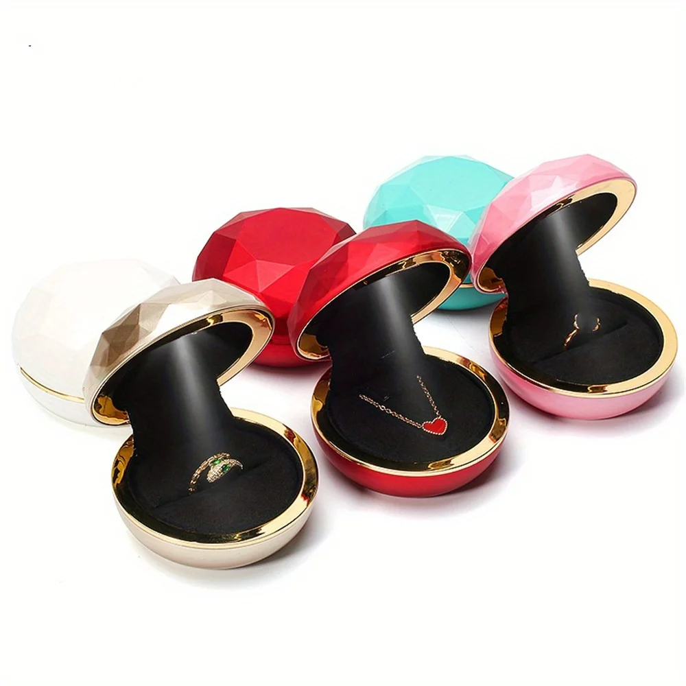 Creative Ring Box Luxury Round LED Light Jewelry Box Proposal Confession Ring Box LED Light Earring Pendant Storage Gift Boxes