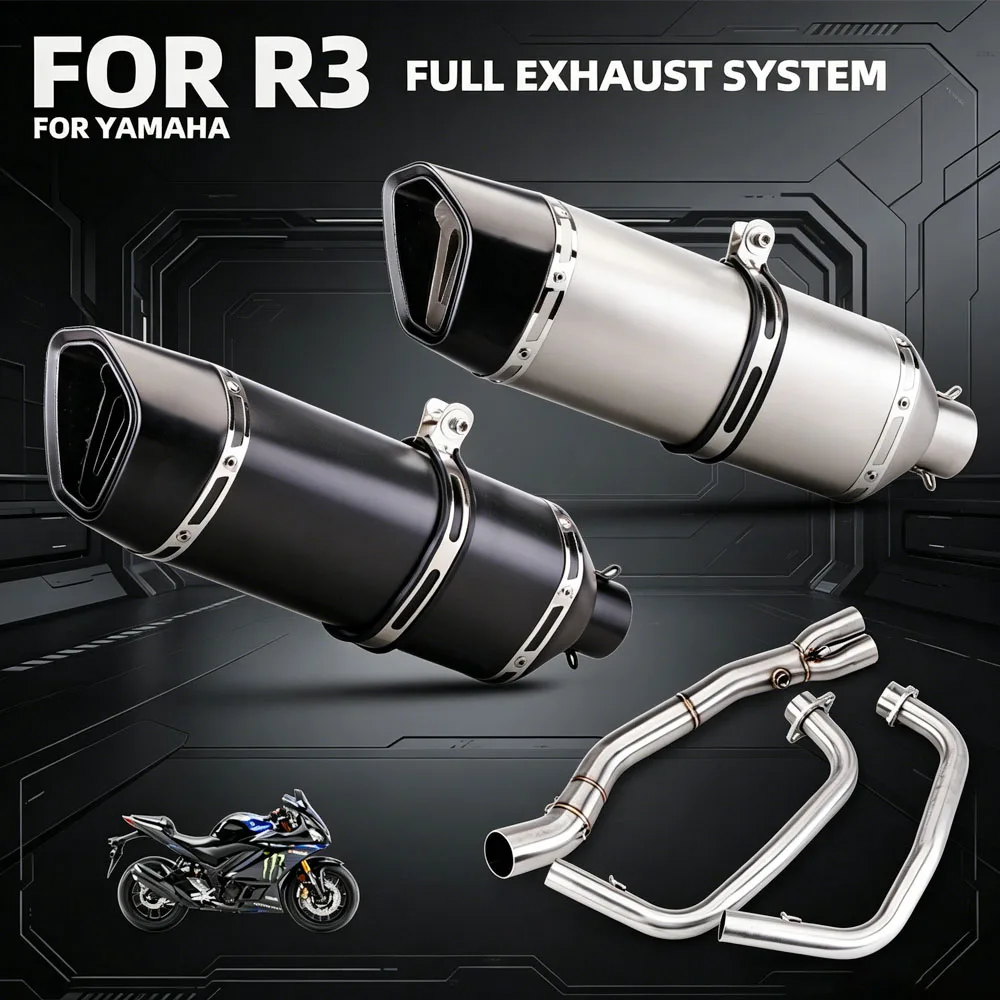 

For YAMAHA R3 R25 MT03 MT25 2015-2026 Motorcycle Exhaust Full System Kit Street Bike Manifold Header Pipe Connect Escape Muffler