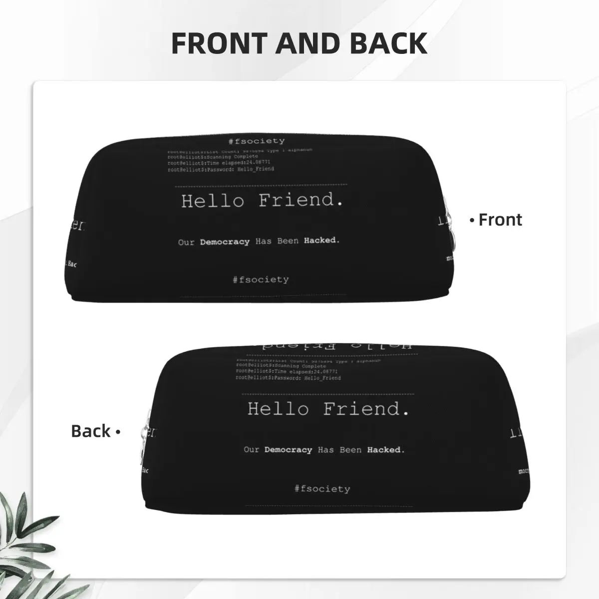 Mr Robot Hello Friend Fsociety Pencil Cases for Student School Pen Box Pencil Bag Pencil Pouch Storage Stationery Supplies