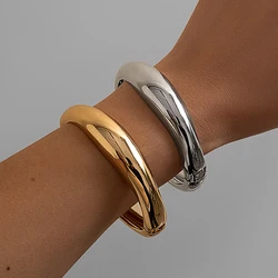 Ingemark Creative Punk Smooth Metal Bangle for Women Trend 2024 Vintage Arm Bracelet Armband Couple Grunge Jewelry Steampunk Men