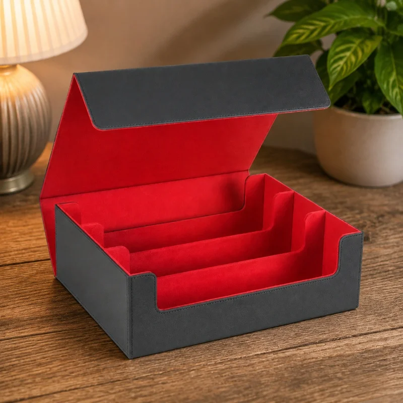 Magnetic PU Leather Storage Box for 100 to 1800 Trading Cards, Durable Card Holder for Magic and Strategy Games