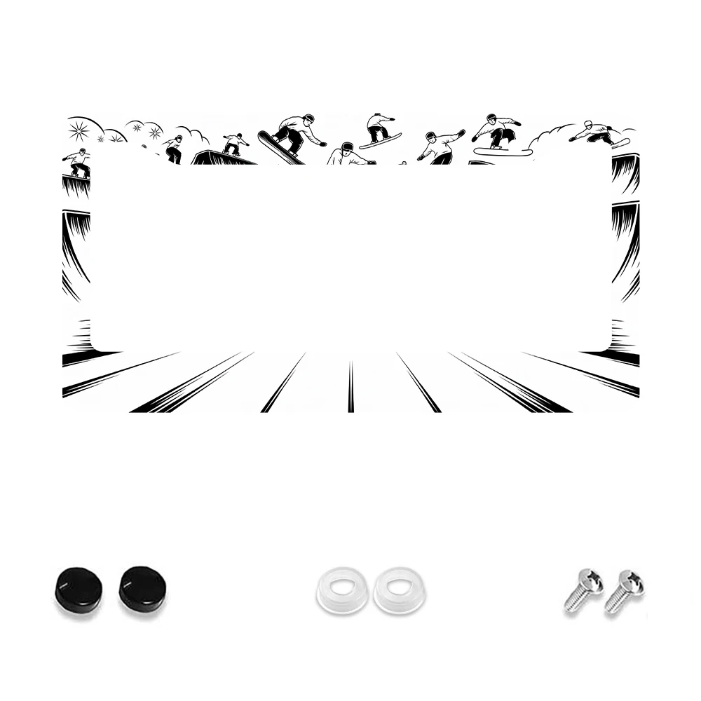 

1pc Black Snowboarder Pattern 2 Hole License Plate Frame Aluminum Material 6x12 Inches with Screw Novelty Car Decoration Gift