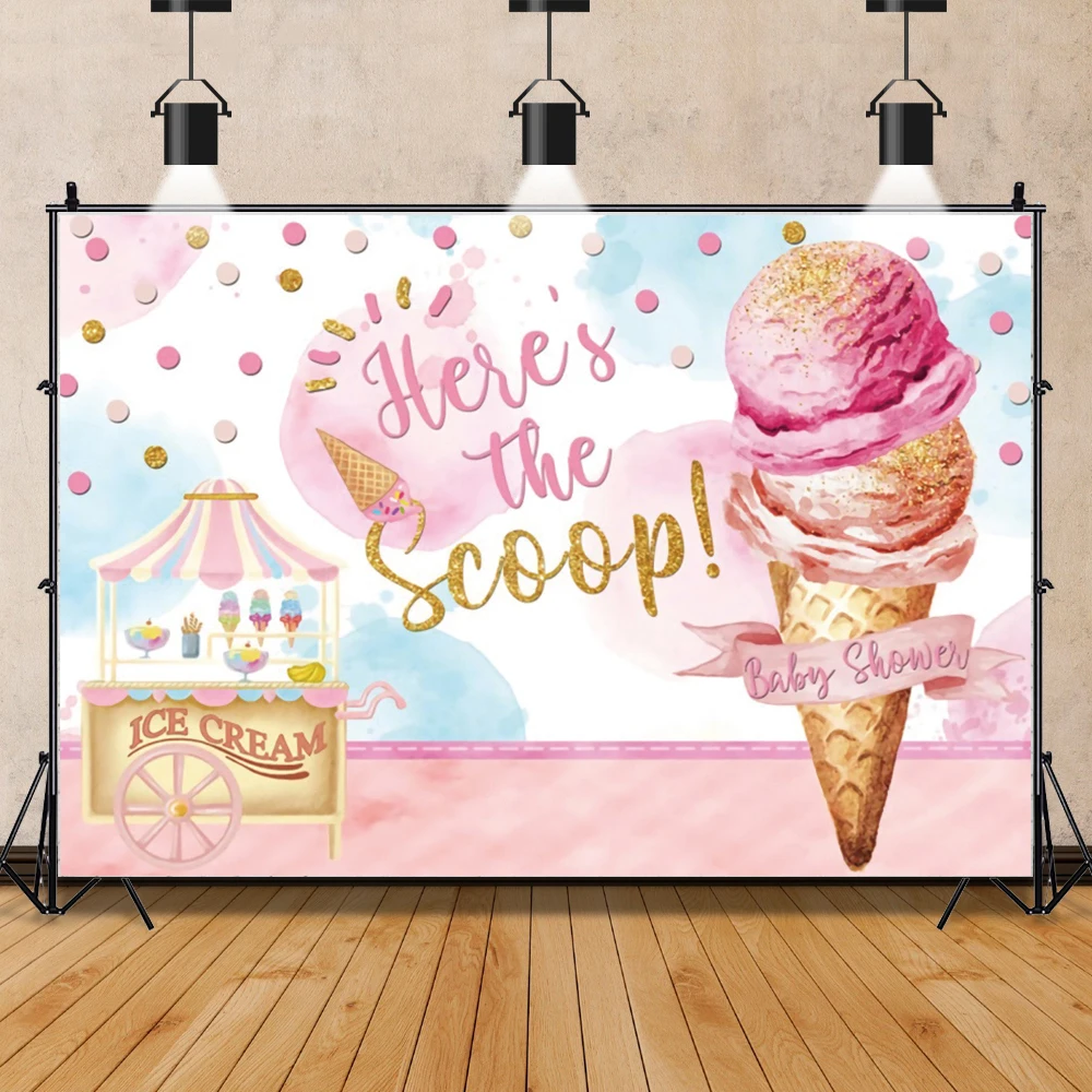 Hraiufc الوردي الأبيض الآيس كريم استحمام الطفل عيد ميلاد صور الخلفيات الأطفال أطفال حديثي الولادة التصوير الخلفيات لاستوديو الصور