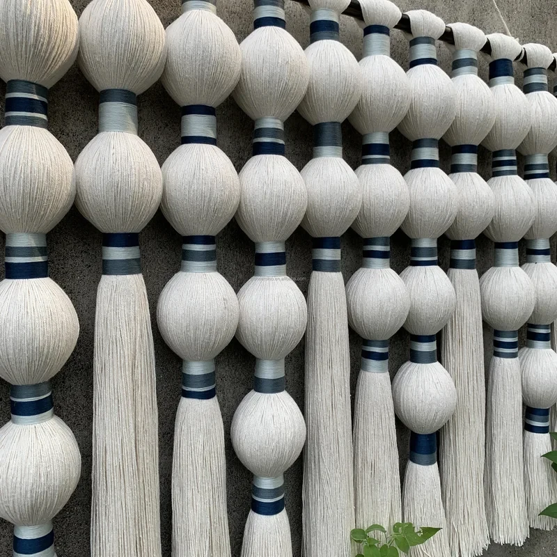 rame Natural Cotton Textile Fiber Yarn Handmade Sphericity Hanging Art Decor Home Wall Living Room