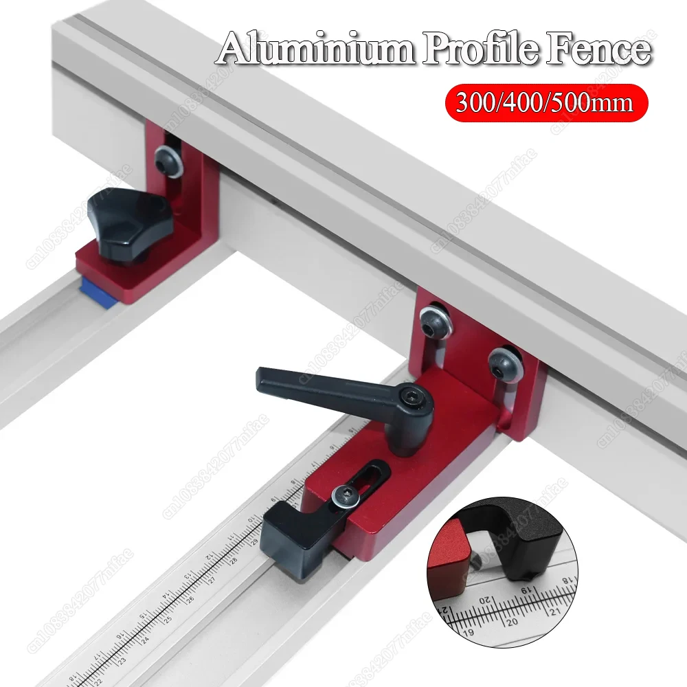 

300-500mm Aluminium Profile Fence Miter Fence Stopper T-tracks and Sliding Brackets Miter Gauge Fence Connector for Woodworking