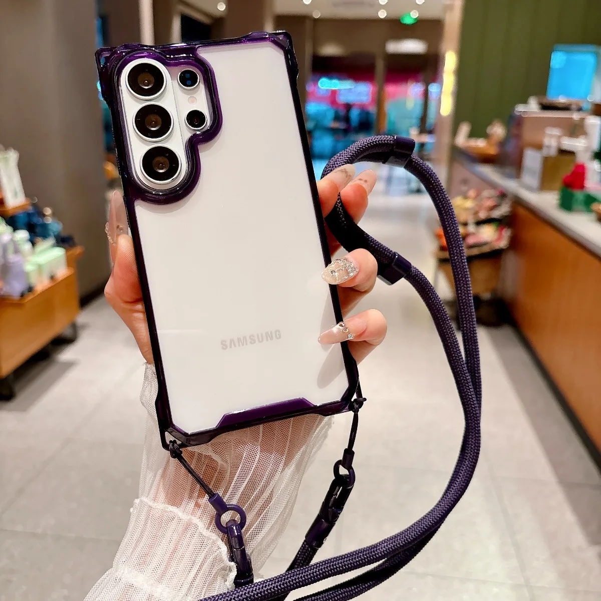 Transparente Crossbody-Handyhülle für Samsung Galaxy S26 Ultra S25 S24 S23 Plus S21FE A17 A36 A56 A26 A55 A35 Klare Plastik-Schutzhülle