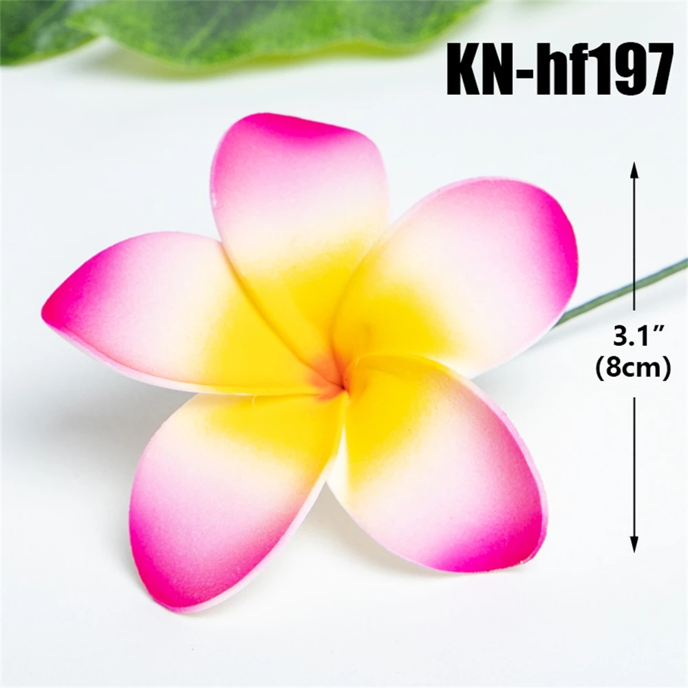 8개 EVA 폼 인조 플루메리아 하와이 프랜지파니 귀이개 머리 장식 꽃 (파티용)