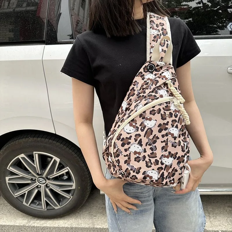 

Girly Heart Hello Kitty Anime Kawaii Sanrio Fashion Chest Bag Cute Cartoon Print Crossbody Bag Backpack Gifts for Girls