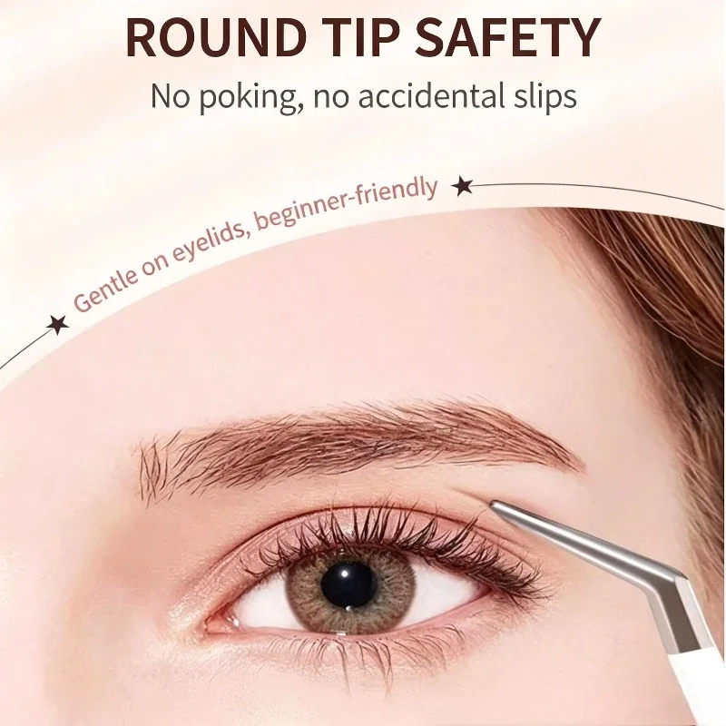 2PCS High Precision Stainless Steel Eyelash Tweezers Set Professional Lash Extension Tools for Beginners Stylists Durable Gift