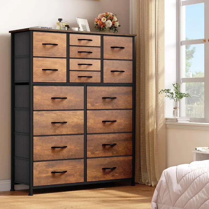 

16 Drawer Dresser, Fabric Dresser for Bedroom, Large Chest of Drawers, Tall Dresser for Bedroom Closet Living