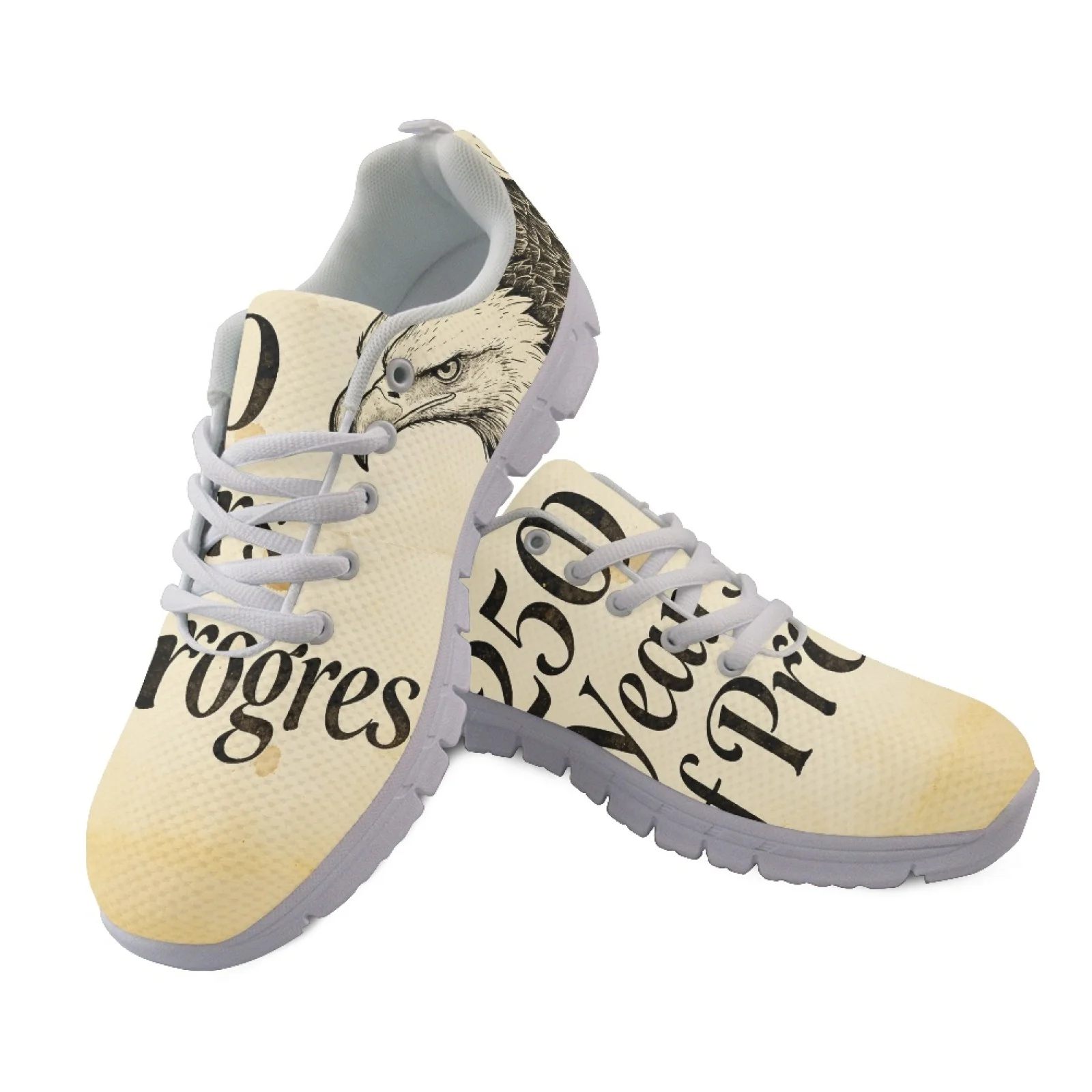 Coloranimal Eagle Sketch Print Breathable Athletic Trainers for Women Mesh & EVA Sole Mens Athletic Trainers for Walking